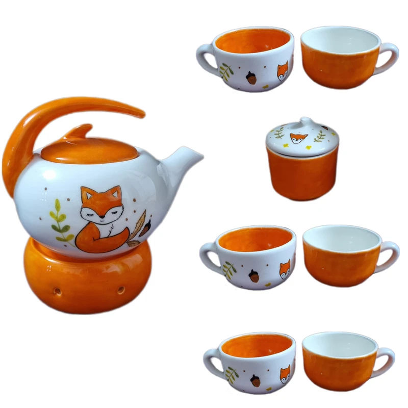 سرویس چای خوری 9 تکه سرامیکی مدل روباه