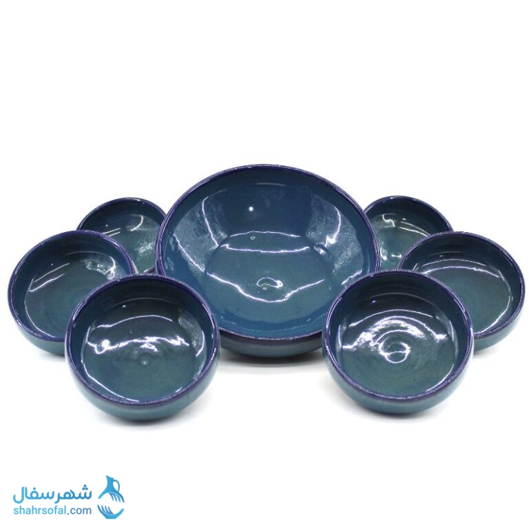 سرویس سالادخوری سفالی ۶نفره لعاب فیروزه
